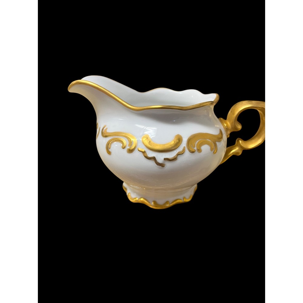 Schumann Arzberg White Elegance Creamer and Sugar Bowl Set Gold Gilt Bavaria - Picture 7 of 11